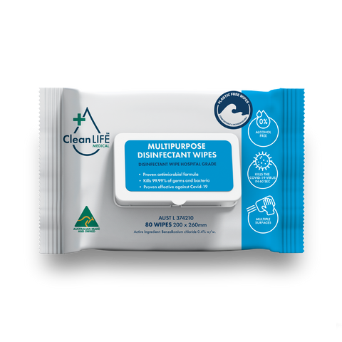 Multipurpose disinfectant wipes | 80 wipes | CleanLIFE Medical