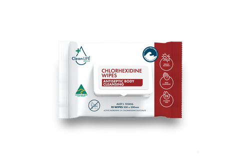 Chlorhexidine wipes | 10 wipes | Antiseptic body cleansing | CleanLIFE Medical